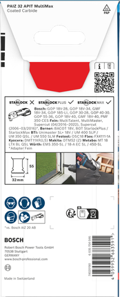 Bosch EXPERT PAIZ 32 APIT MultiMax süvistuslõiketera.